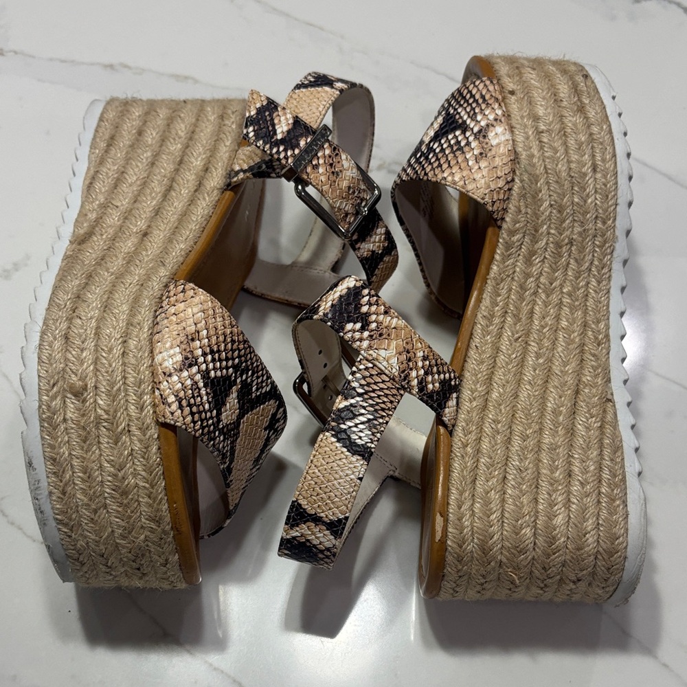 Gianni Bini Neutral Snake-Print Espadrille Platform Sandals - Picture 3 of 14